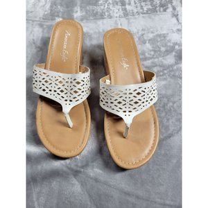 American Eagle Platform Cork Wedge Sandals Size‎ 8.5 White